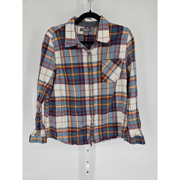 Natural Reflections Womens Sz L Long Sleeve Button Up Plaid Flannel Shirt - Picture 1 of 4